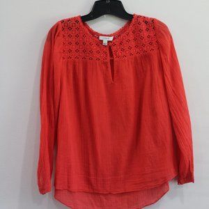 J. Crew | Embroidered Gauze Top in Coral